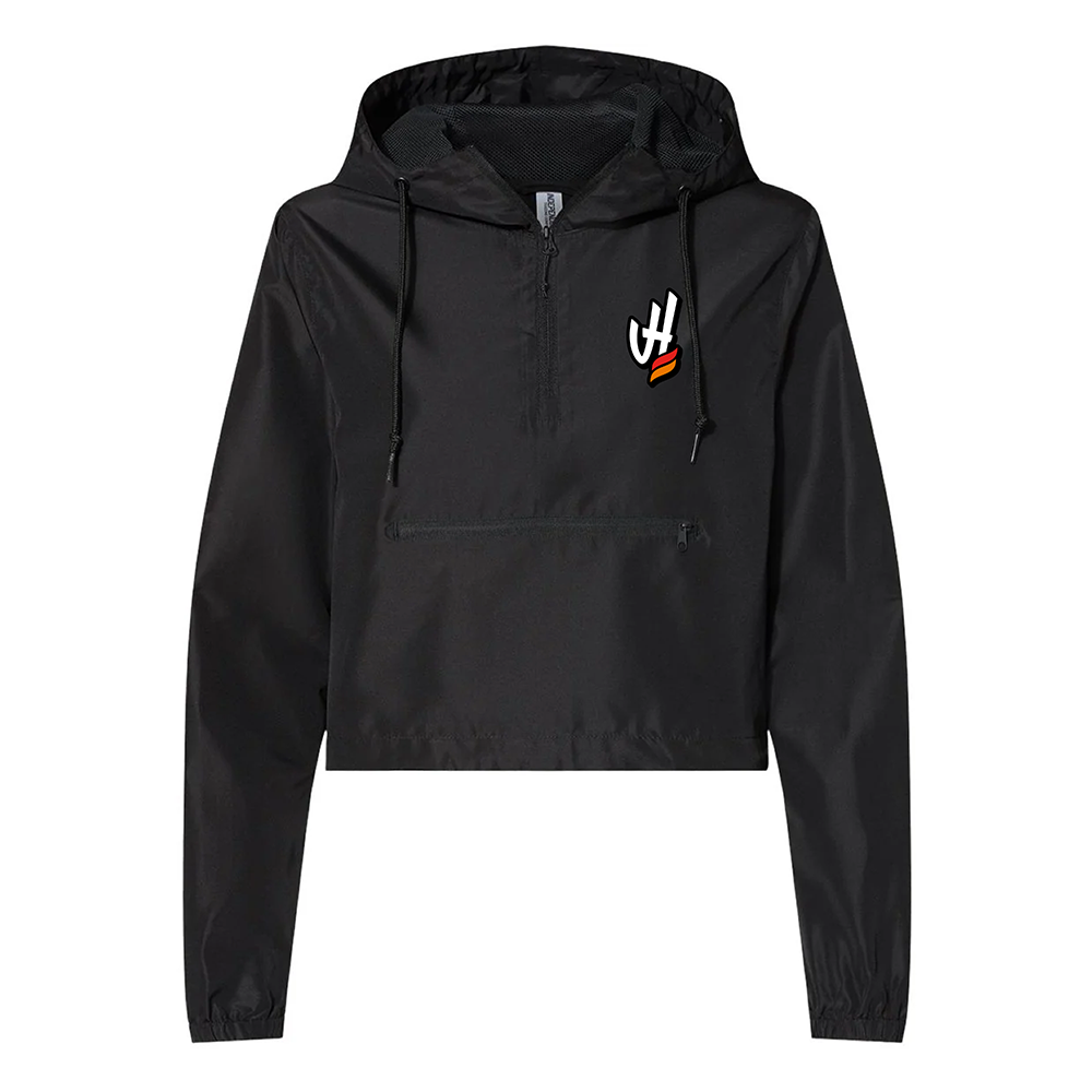 Women's Lightweight Quarter-Zip Pullover Crop Windbreaker