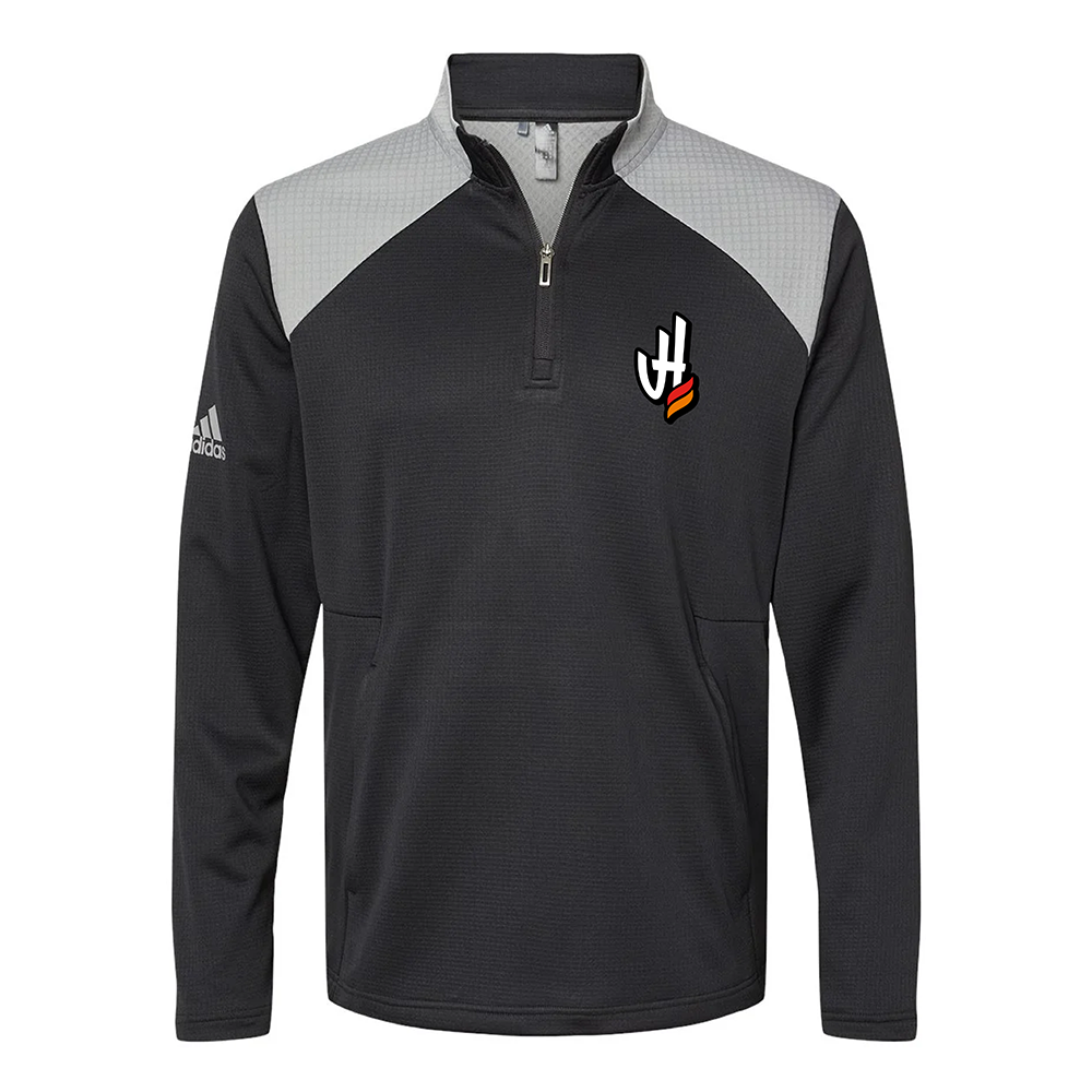 Adidas Textured Mixed Media Quarter-Zip Pullover