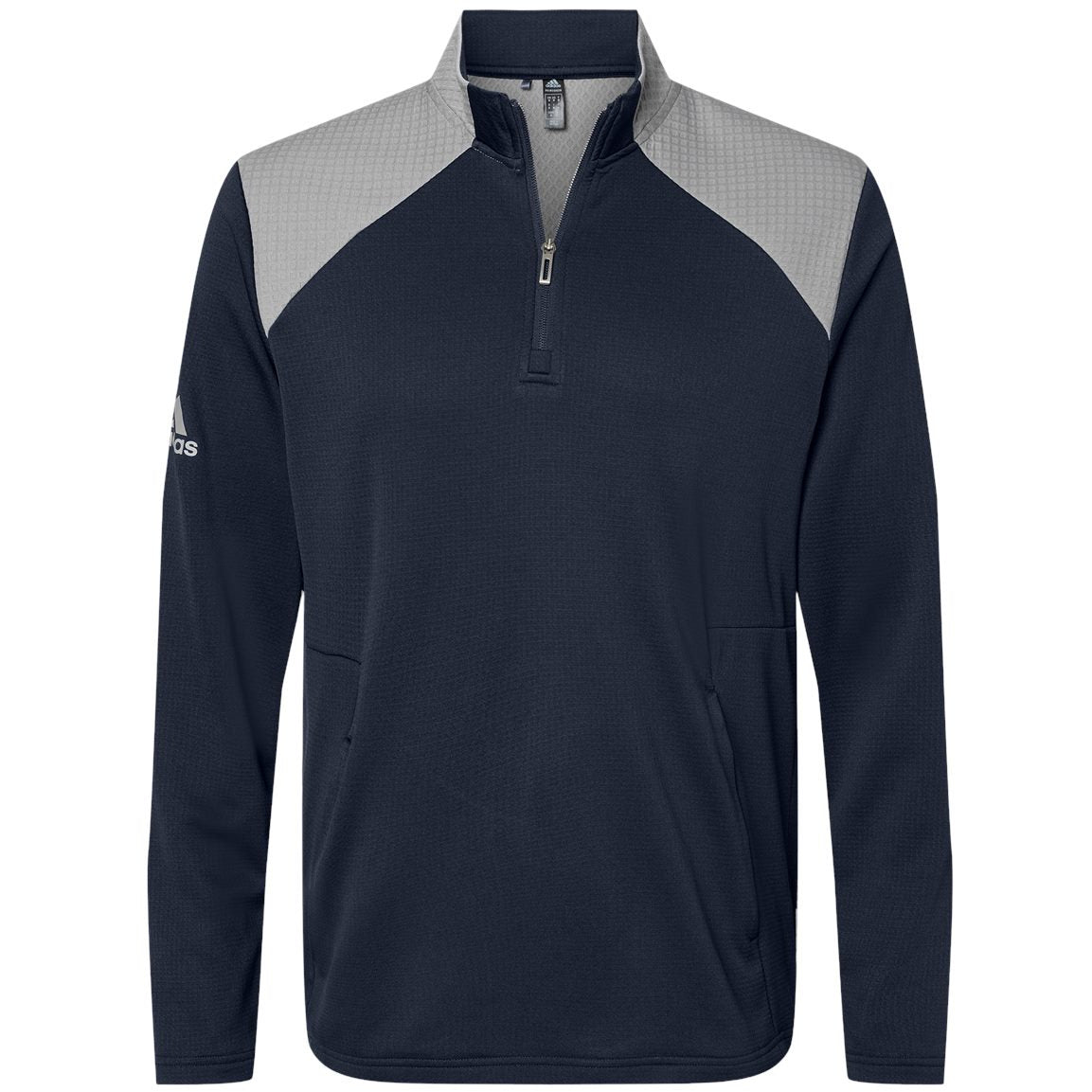 Adidas Textured Mixed Media Quarter-Zip Pullover